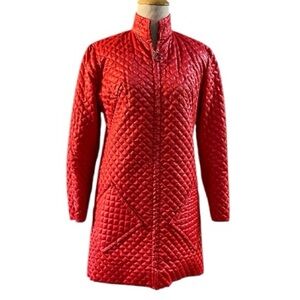VINTAGE TAILORED QUILTED ZIP FRONT JACKET BRIGHT RED SIZE SMALL